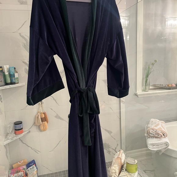 Mens vintage pennmens housecoat ribbed velour velvet one size navy/green - Picture 1 of 15